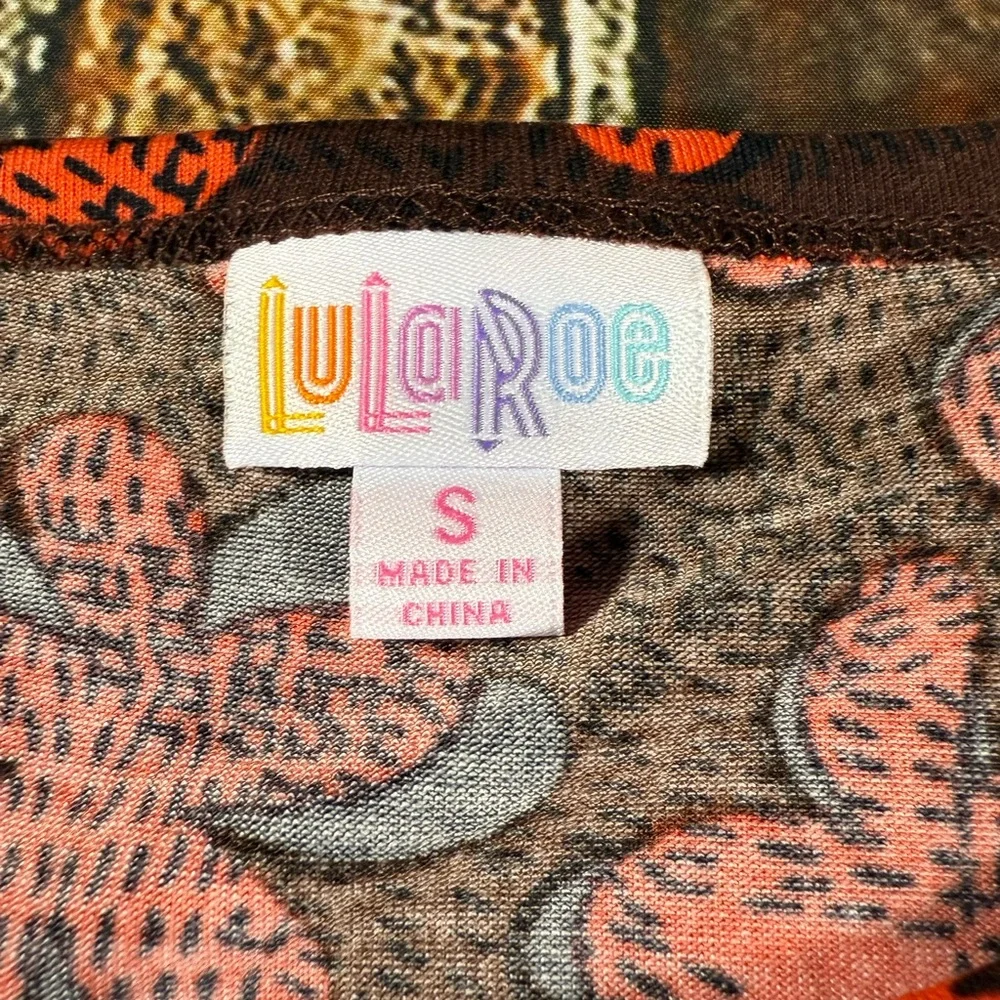 LuLaRoe Black and Orange Floral Mini Dress - Picture 2 of 7